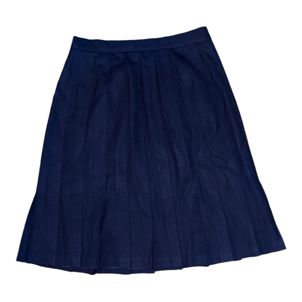 J McLaughlin Sanyo mini skirt size 8 pleated navy blue wool blend preppy office